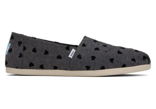 Toms Alpargata Embroidered Hearts Női Alpargatas Fekete Magyarország | HU430-465